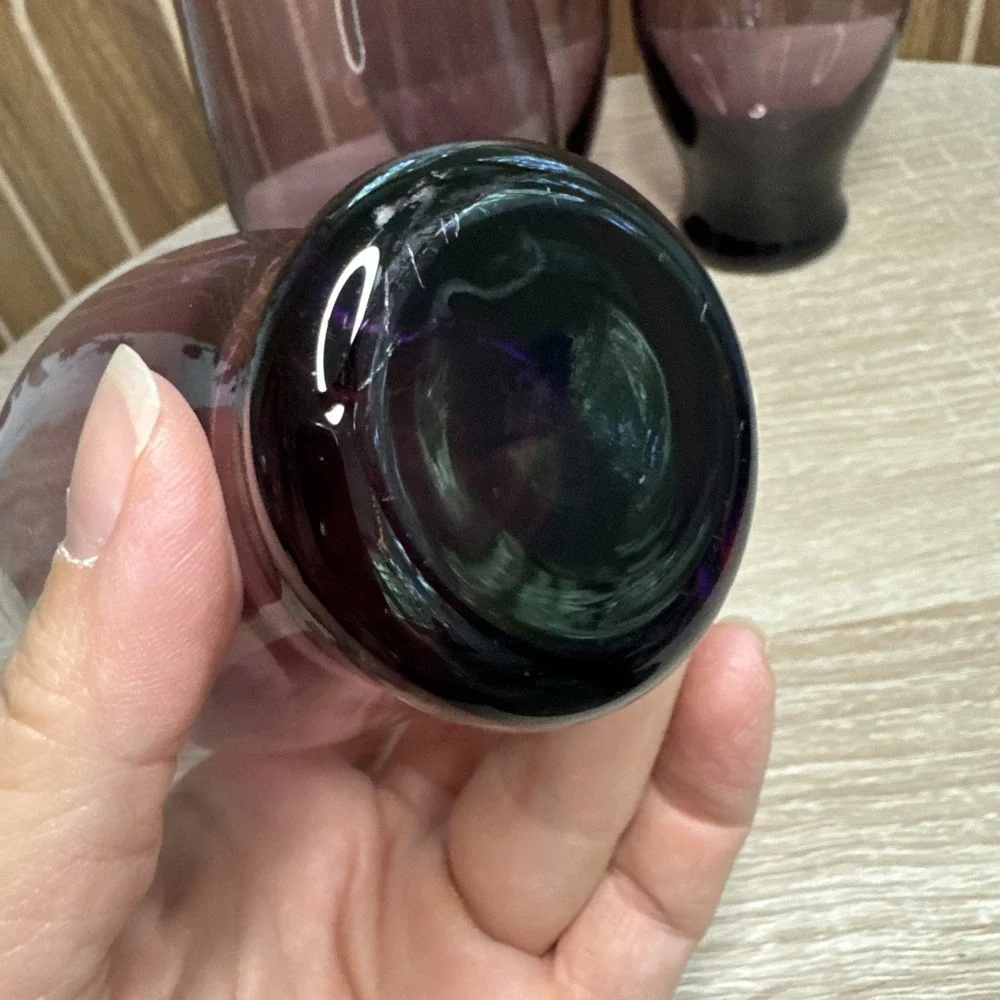 Vintage Libbey Perception Purple MCM Amethyst 16 Oz Glass Tumblers Set Of Six